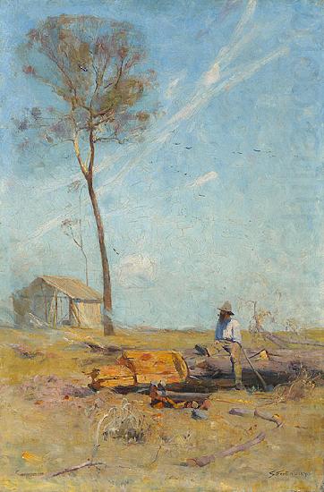 Arthur streeton Whelan on the log china oil painting image